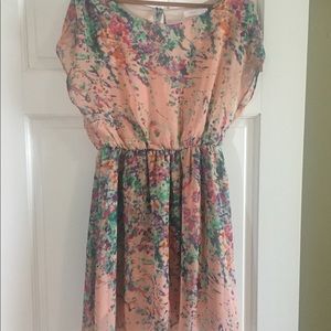 LUSH DRESS- Blush pink floral-with the front shorter than the back.